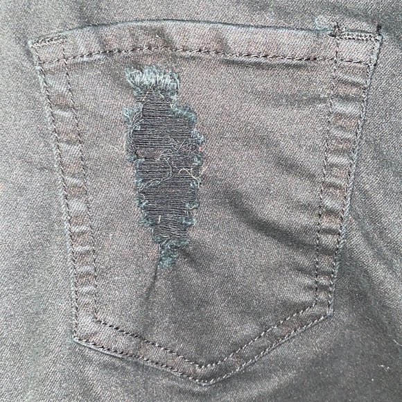 RED FOX BLAXK DISTRESSED JEANS SILVER GROMMETS LACE-UP CALFS, SZ 3 - Picture 11 of 14